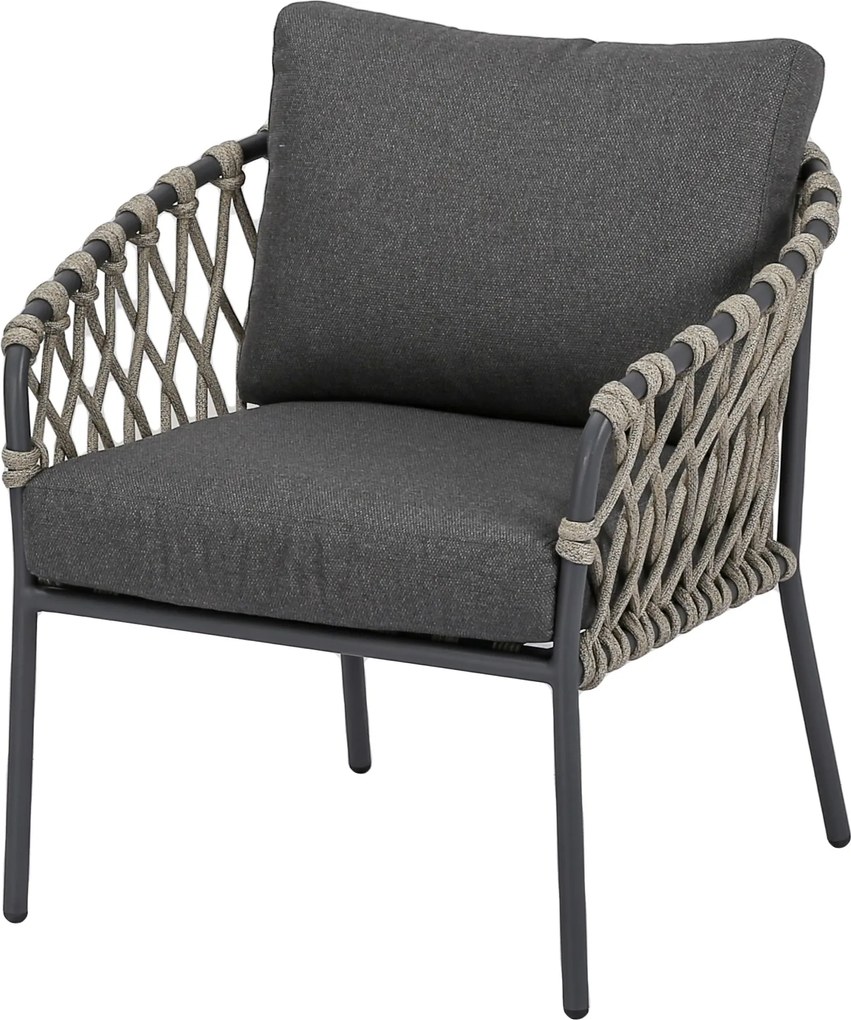 Amalfi low dining tuinstoel antraciet zand rope