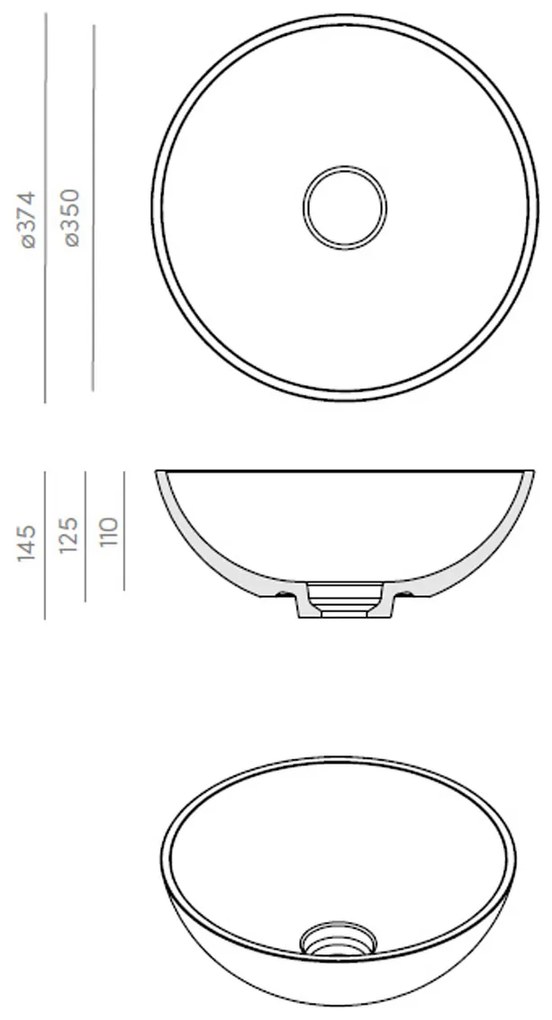 Resigres Lavabo 1331 waskom rond 40x15cm solid surface zwart