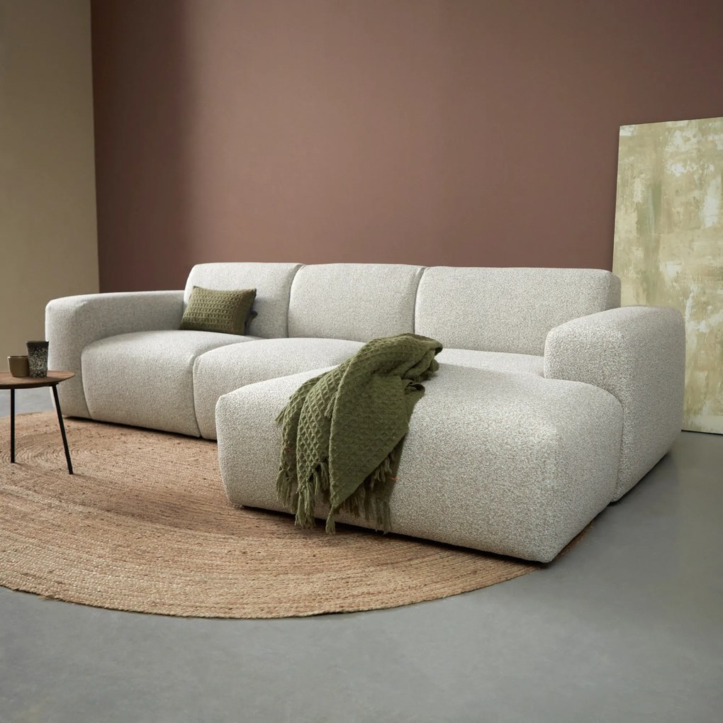 Moderne Hoekbank Beige Rechts