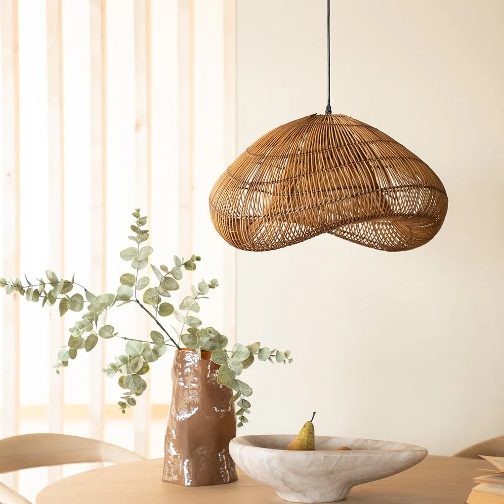 Rieten Lamp Organische Vorm Bruin