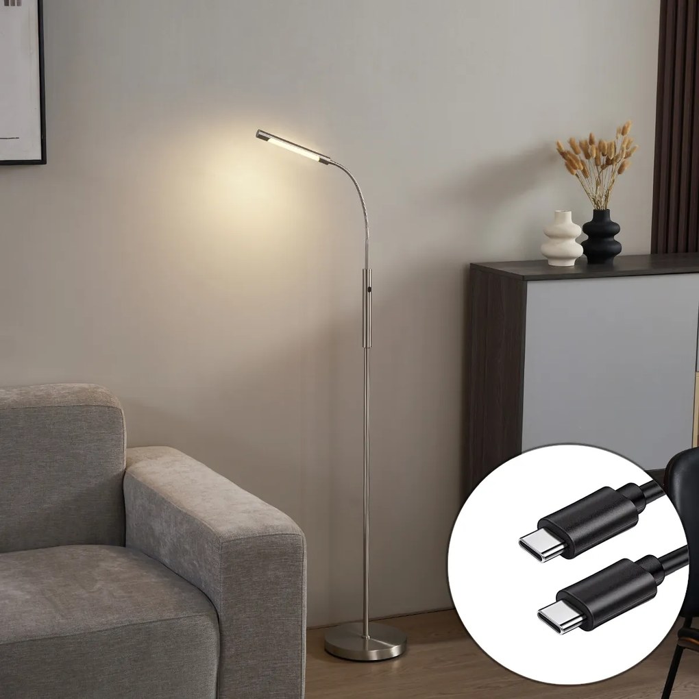 Moderne vloerlamp staal incl. LED 3-staps dimbaar oplaadbaar - Statler