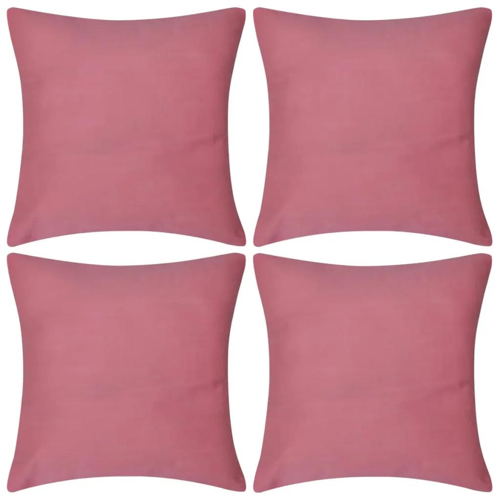 vidaXL Kussenhoezen katoen 80 x 80 cm roze 4 stuks