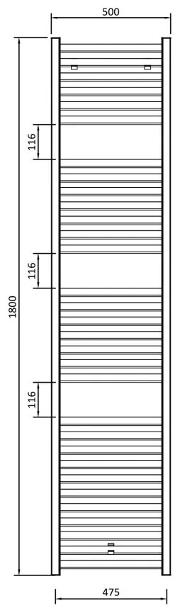 Eastbrook Velor handdoekradiator 50x180cm aluminium 1031W wit mat