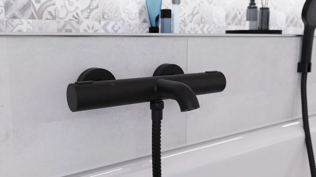 Schutte Los angeles thermostatische badkraan zwart mat