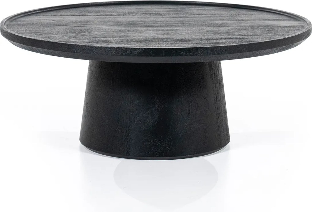 Ronde Salontafel Zwart Mangohout 80 Cm - 80 X 80cm.