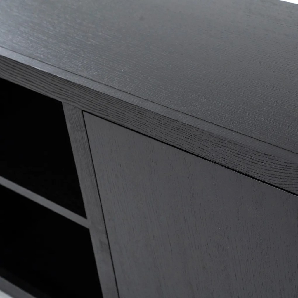 Modern Dressoir Zwart Hout - 200x47x76cm.