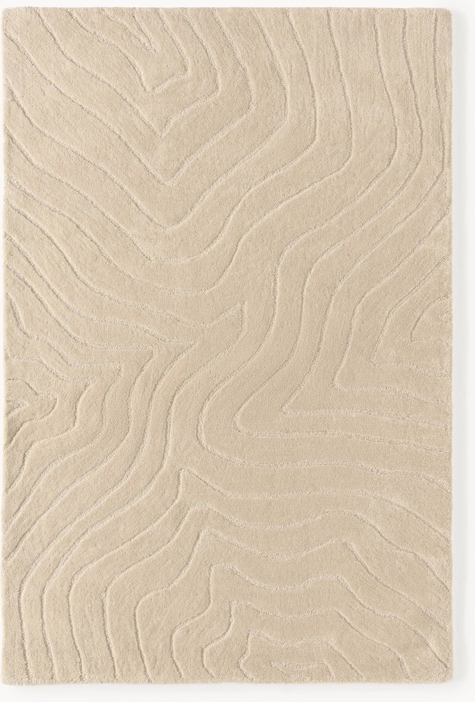 Handgetuft hoog-laag wollen vloerkleed Aaron