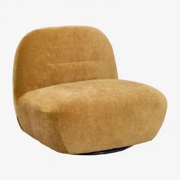Draaifauteuil In Chenille Sernin Chenille Mosterdgeel - Sklum
