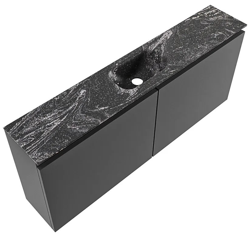 Mondiaz Ture DLux toiletmeubel 120cm dark grey met wastafel lava midden met kraangat