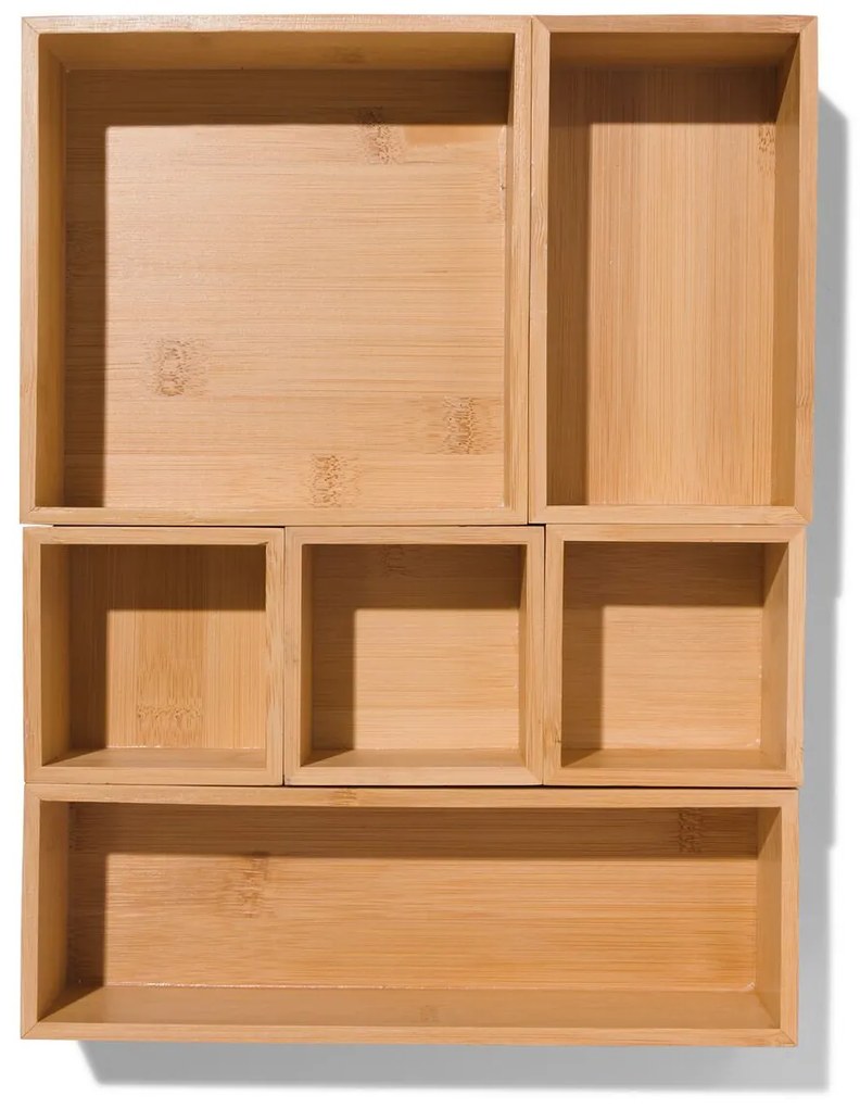 HEMA Lade Organizer 32,5x25x5,5 6-delig Bamboe (bruin)