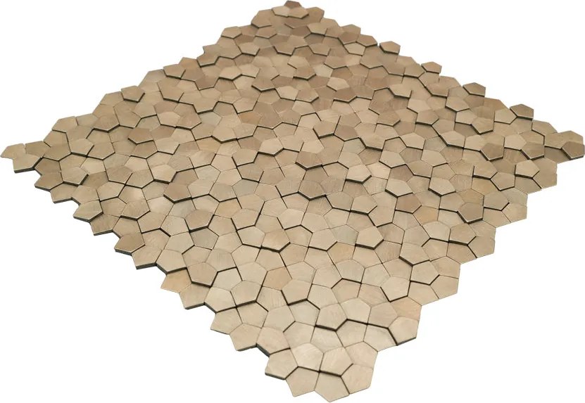 Zelfklevende Mozaïektegels Metaal | Pentagon 3D Champagne | 28,2×28,2 cm | Keuken, Bad & WC