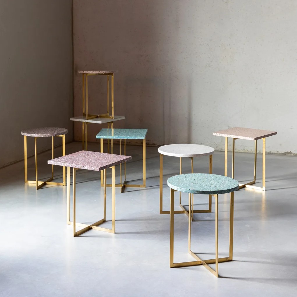 Zuiver Luigi Square Bijzettafel Terrazzo Wit - 40 X 40cm.