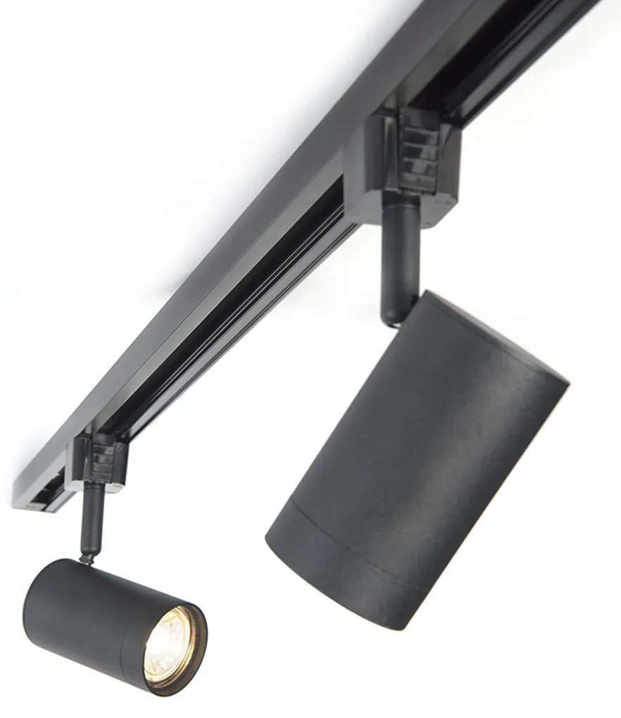 Smart railsysteem met 6 Spot / Opbouwspot / Plafondspots zwart 1-fase 300cm - Iconic Jeana Modern GU10 rond Binnenverlichting Lamp