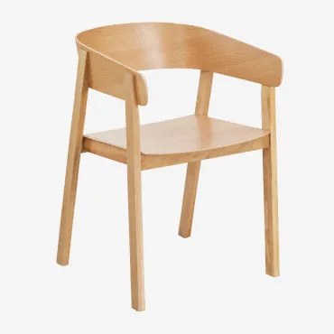 Set Van 4 Eettafelstoelen Met Armleuningen Van Eikenhout Olsen Natuurlijk Hout & Natuurlijk Hout - Sklum