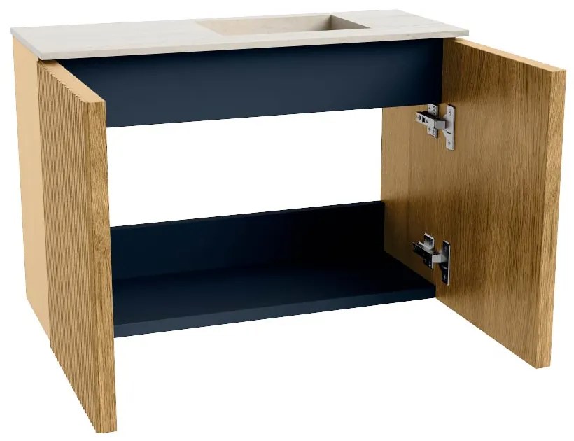 Mondiaz Joya DLux 60cm toiletmeubel oak met wastafel faye rechts zonder kraangat meli