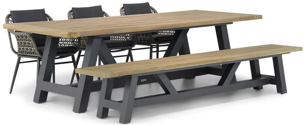 Tuinset 6 personen 260 cm Wicker Taupe Lifestyle Garden Furniture Dolphin/Trente