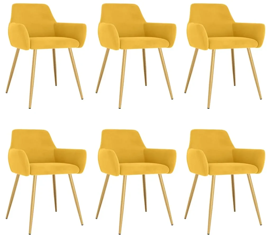 vidaXL Eetkamerstoelen 6 st fluweel geel