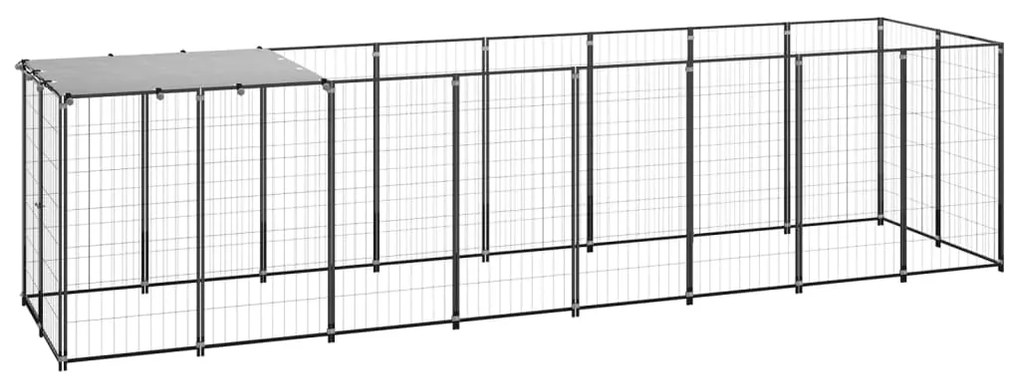 vidaXL Hondenkennel 4,84 m² staal zwart