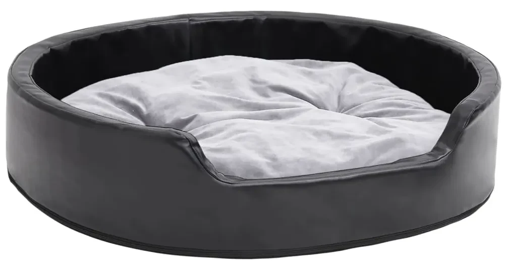 vidaXL Hondenmand 79x70x19 cm pluche en kunstleer zwart en grijs