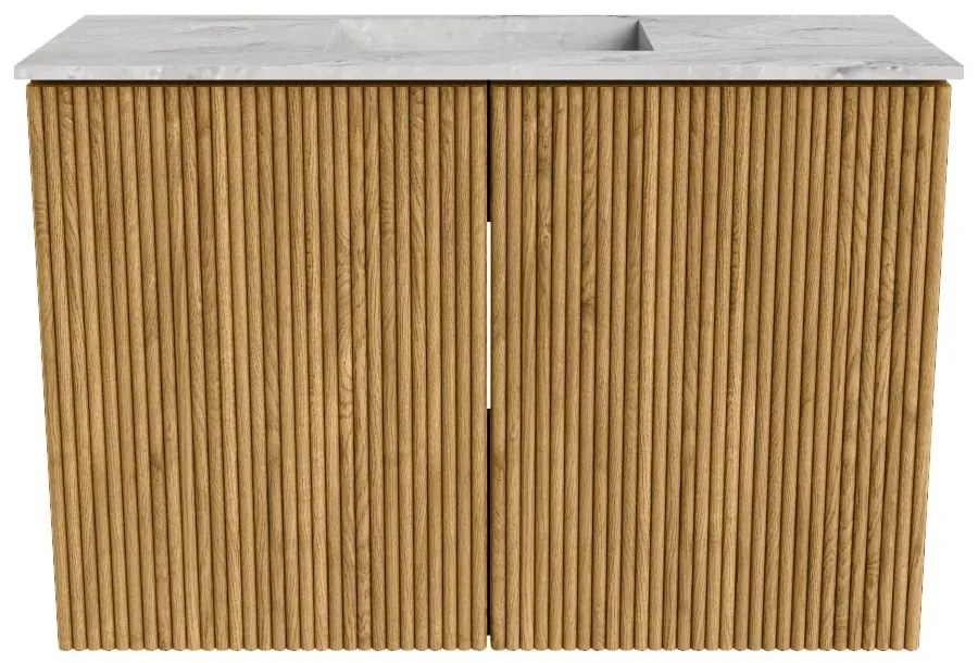 Mondiaz Joya DLux 60cm toiletmeubel oak met wastafel faye midden zonder kraangat glace