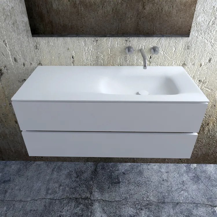 Zaro Valencia Solid Surface badmeubel 120cm mat wit zonder kraangat spoelbak rechts