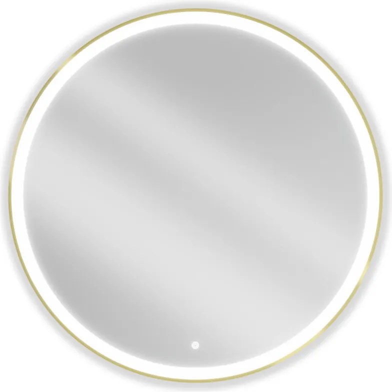Mexen Esso ronde verlichte badkamerspiegel, 100 cm, LED 6000K, antivermisting, gouden frame - 9825-100-100-611-50