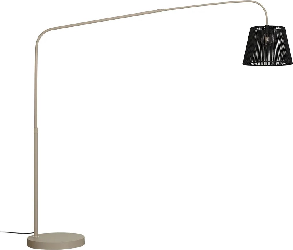 Japandi buiten vloerlamp beige met zwarte kap van touw IP44 - Arc Jayla