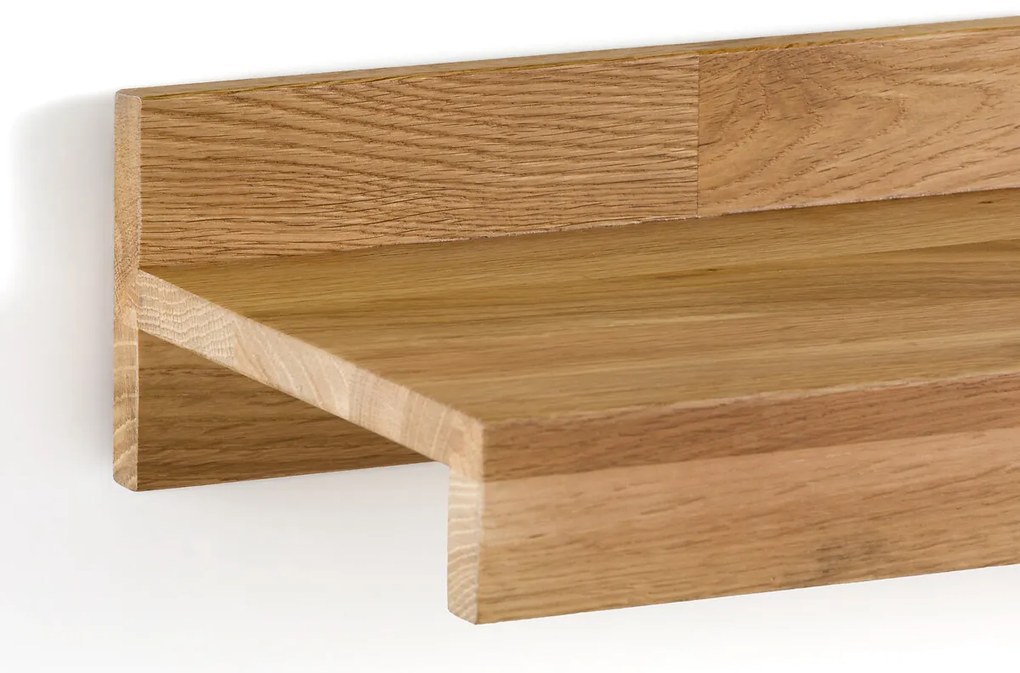 Wandplank, massief eiken, lengte 120 cm, Hiba