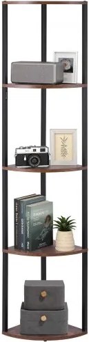 VEVOR 5-laags hoekschap, hoge hoekstandaard met led-verlichting, displayplank, opbergrek met metalen frame en houten planken, staande plank, tentoonstellingsboekenplank voor slaapkamer, woonkamer, kantoor, bruin