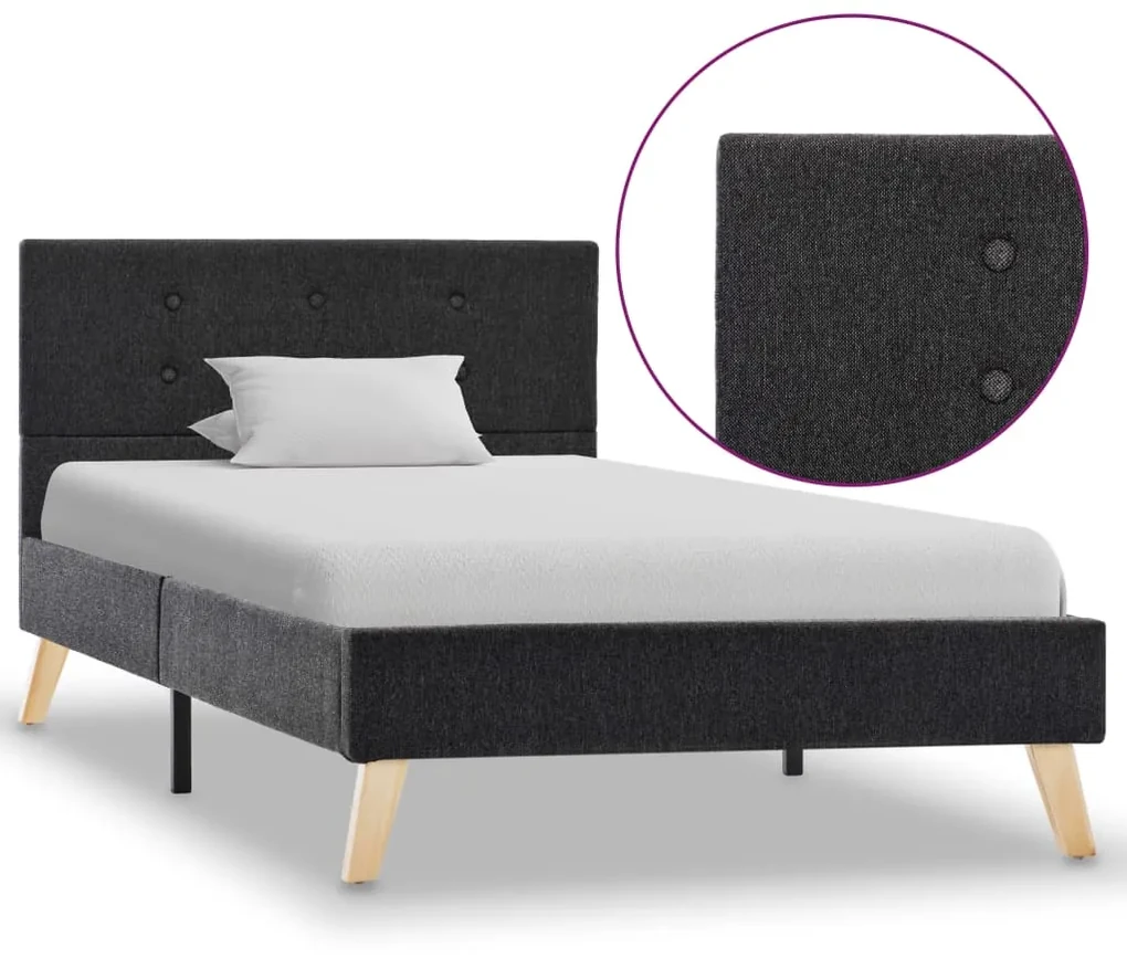 vidaXL Bedframe stof donkergrijs 100x200 cm