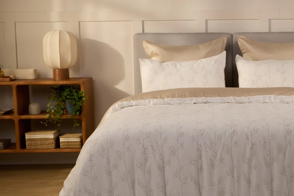 Emma Satijn Dekbedovertrek 240x220 cm  Beige Bloemboom&amp;Beige