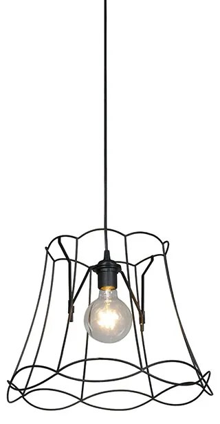 Retro hanglamp zwart 40 cm - Granny Frame Retro Minimalistisch E27 Draadlamp rond Binnenverlichting Lamp