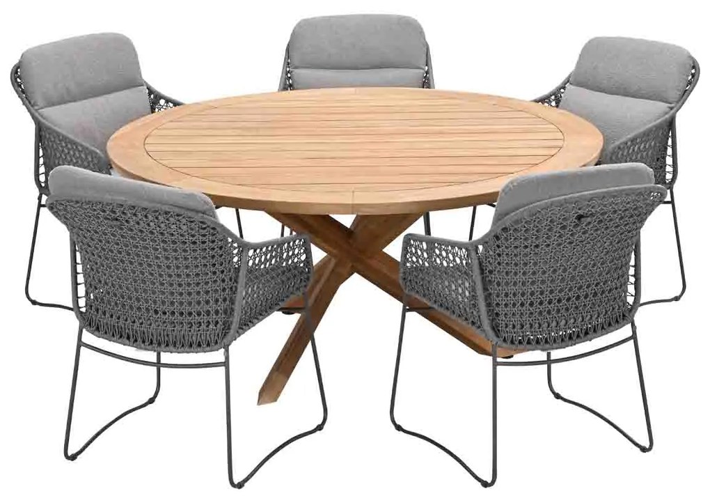 4 Seasons Moretti tuinset 6-delig - Prado tuintafel Ø160 cm