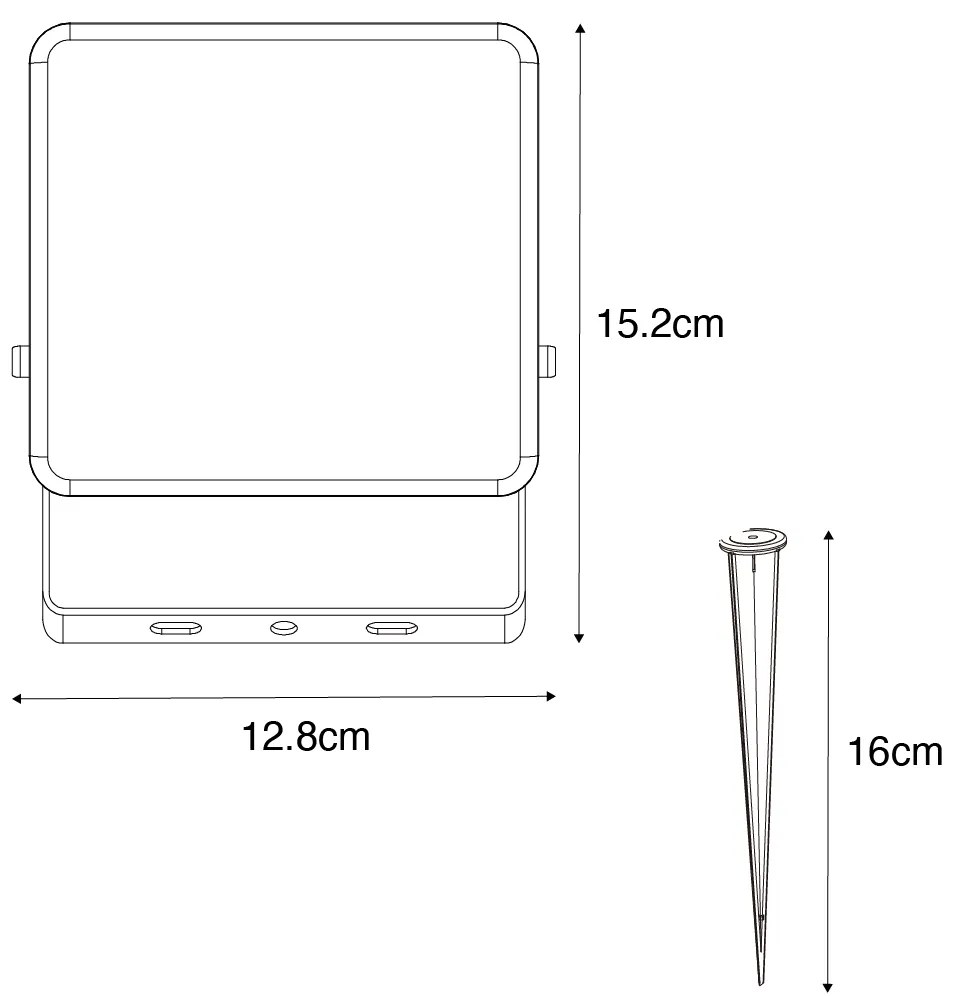 Buitenlamp Smart straler zwart 12,8 cm incl. LED IP65 met grondpin - Ruud Modern IP65 Buitenverlichting vierkant