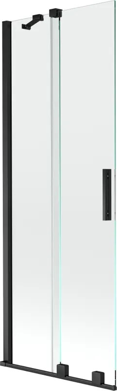 Mexen Velar badwand tweedelig schuifbaar 75 x 150 cm, transparant, zwart - 896-075-000-01-70