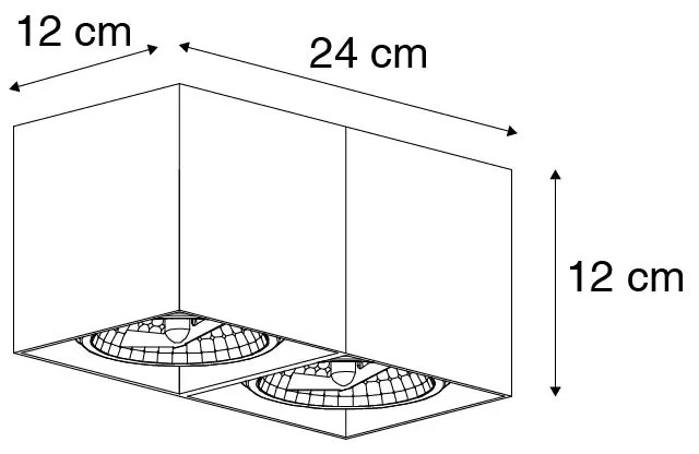 Design spot zwart rechthoekig 2-lichts - Box