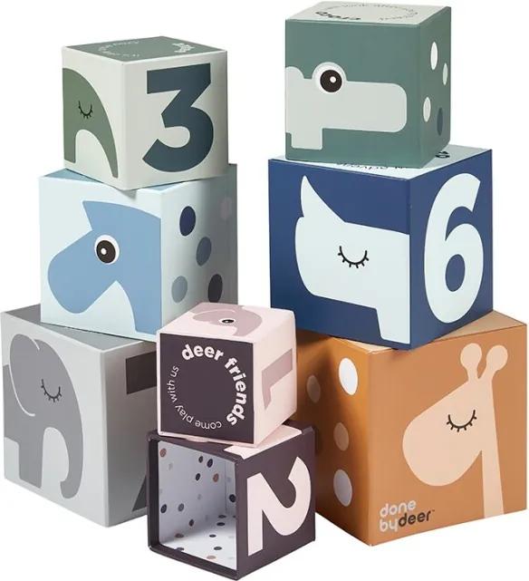 Stacking cubes Deer friends - Colour Mix - Houten speelgoed