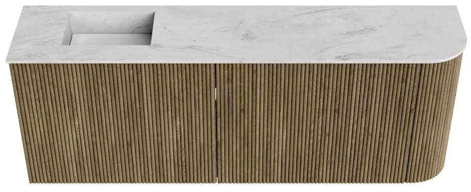 Mondiaz Joya DLux 110cm toiletmeubel ronding rechts dusk met wastafel faye links zonder kraangat opalo