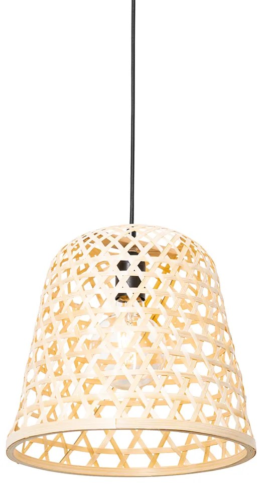 Oosterse hanglamp zwart met bamboe - Rayan