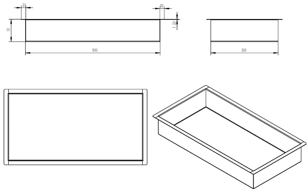 Mueller Ferro inbouwnis 60x30x7cm verouderd ijzer - gunmetal