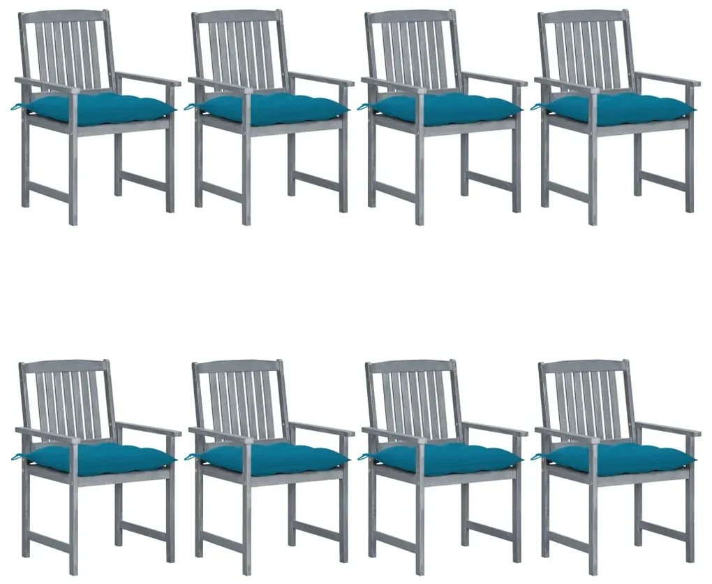 vidaXL Tuinstoelen 8 st met kussens massief acaciahout grijs