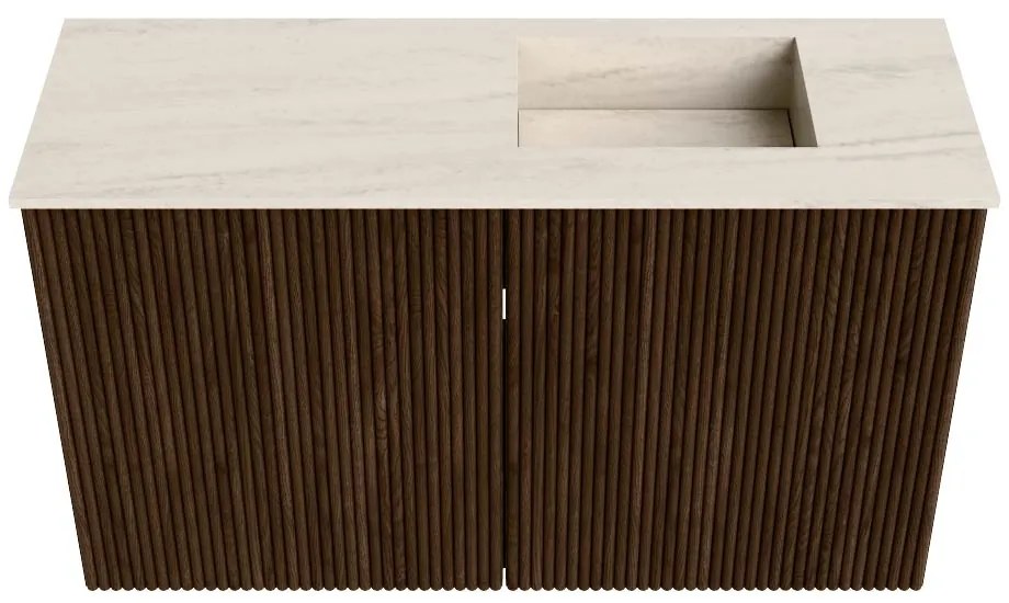 Mondiaz Joya DLux 70cm toiletmeubel walnut met wastafel faye rechts zonder kraangat meli