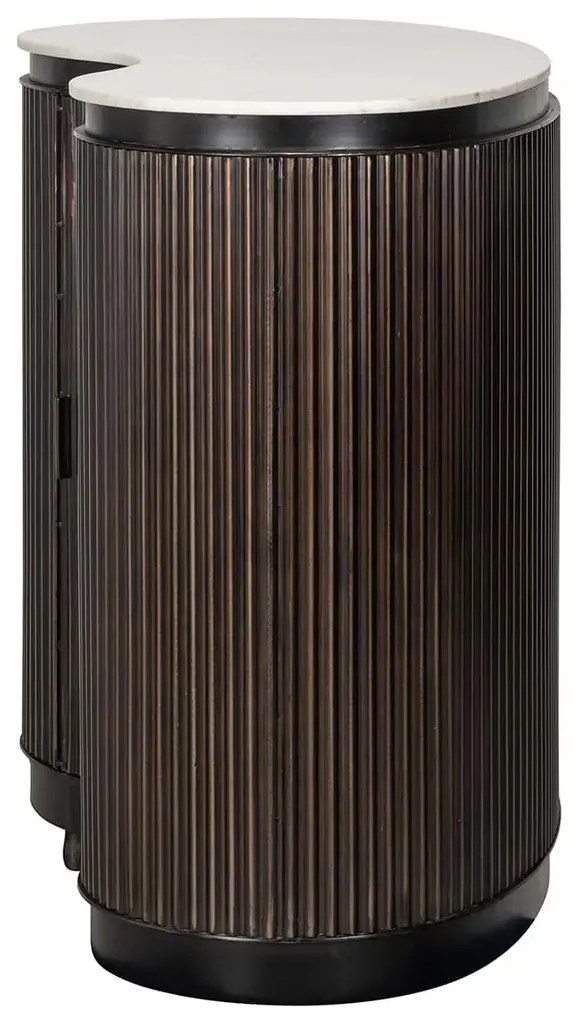 Richmond Interiors Mayfield Barmeubel Hout Met Ribbels En Marmer - 120 X 75cm.