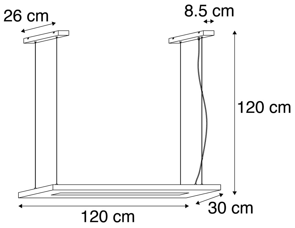 Eettafel / Eetkamer Hanglamp met dimmer hout 120 cm incl. LED met afstandsbediening - Ajdin Modern Binnenverlichting Lamp