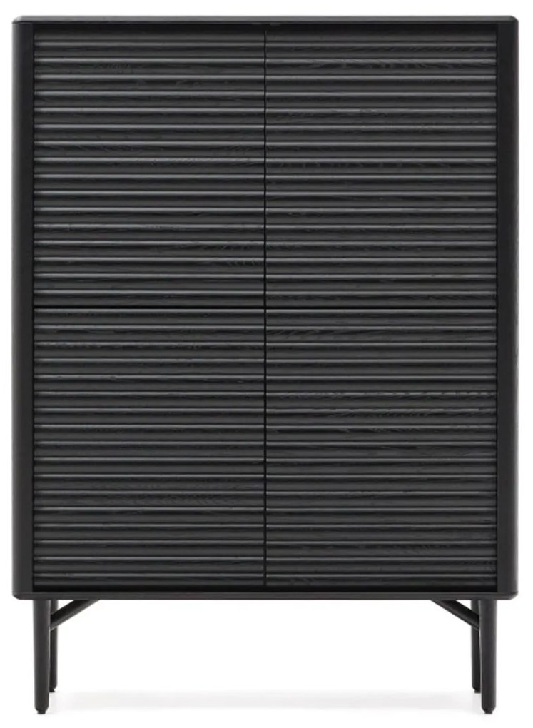 Kave Home Lenon Black Kast Zwart Eiken Met Ribbels - 105x40x144cm.