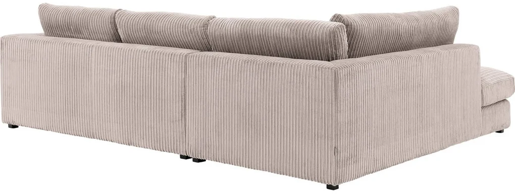Goossens Bank Ravenia bruin, stof, 2,5-zits, stijlvol landelijk met chaise longue links