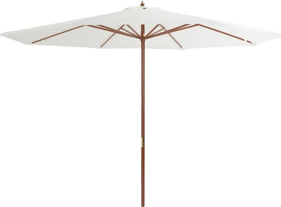 vidaXL Parasol met houten paal 350 cm zandwit
