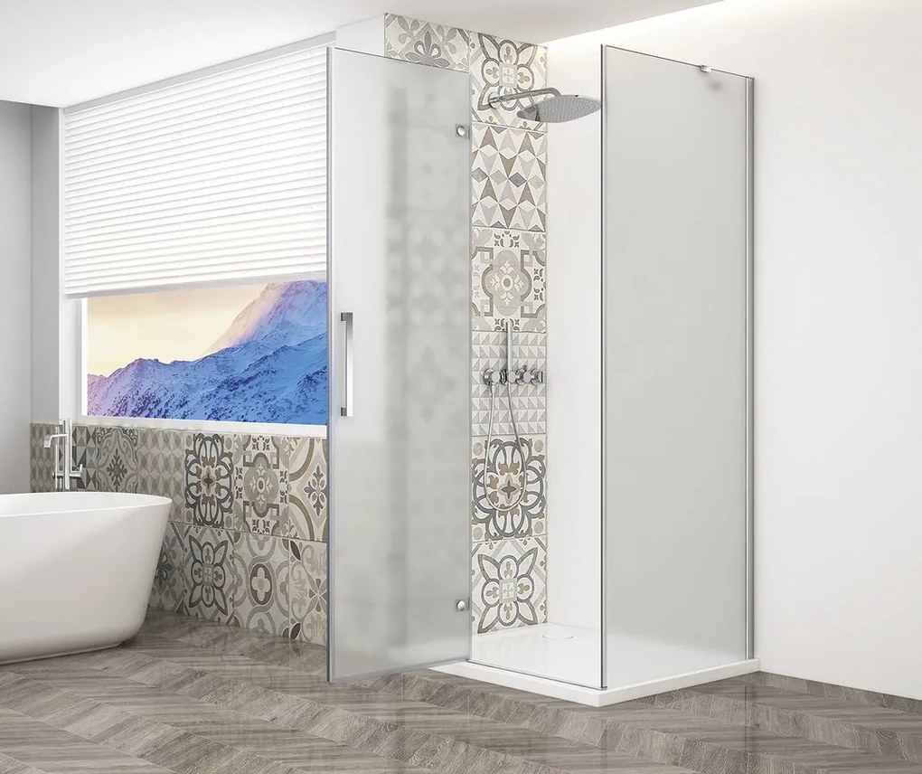 Gelco Trinity douchecabine met mat glas 120x100cm links chroom