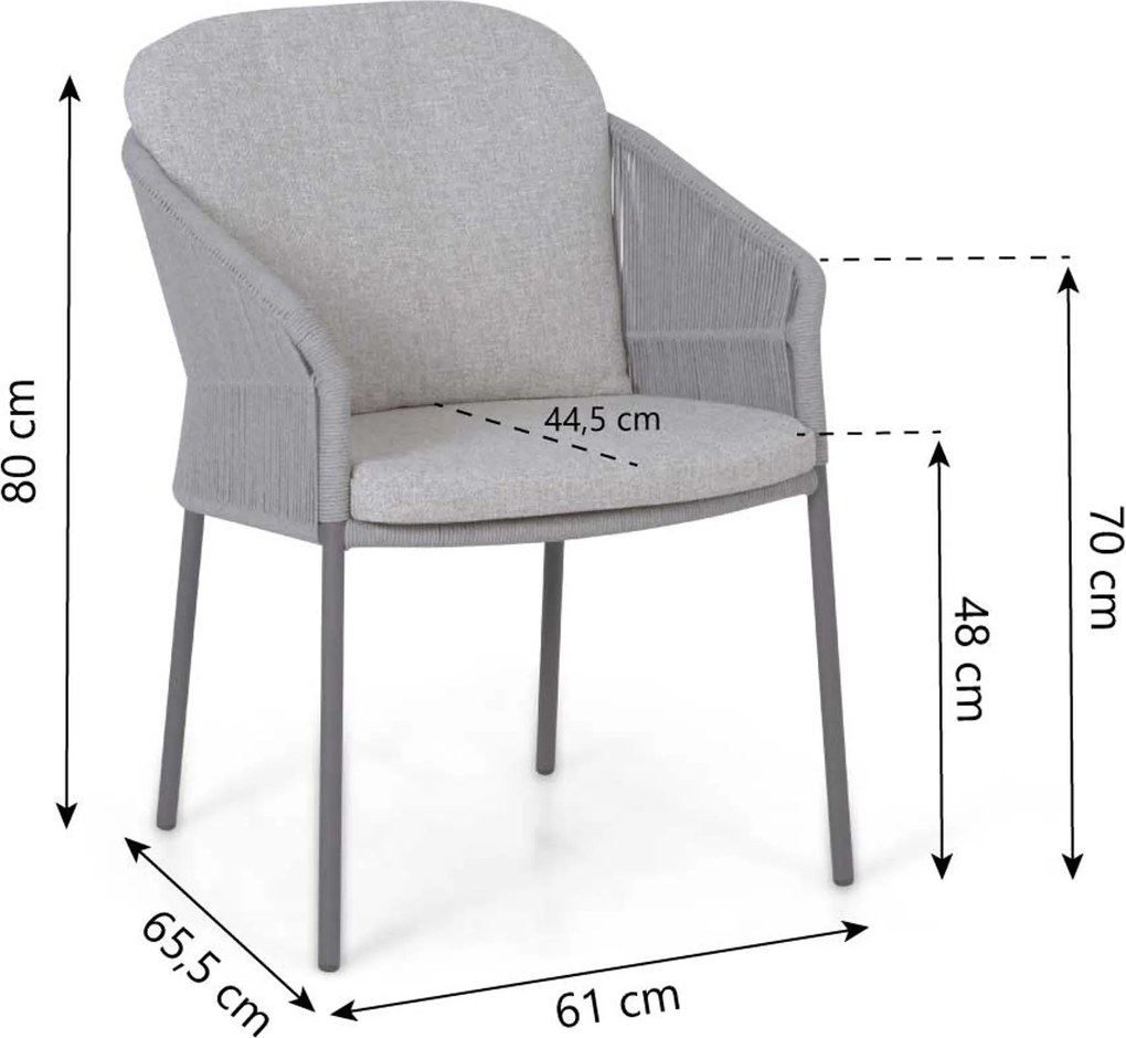 Tuinset Ronde Tuintafel 4 personen  Rope Taupe  4 Seasons Outdoor Florence/Trino