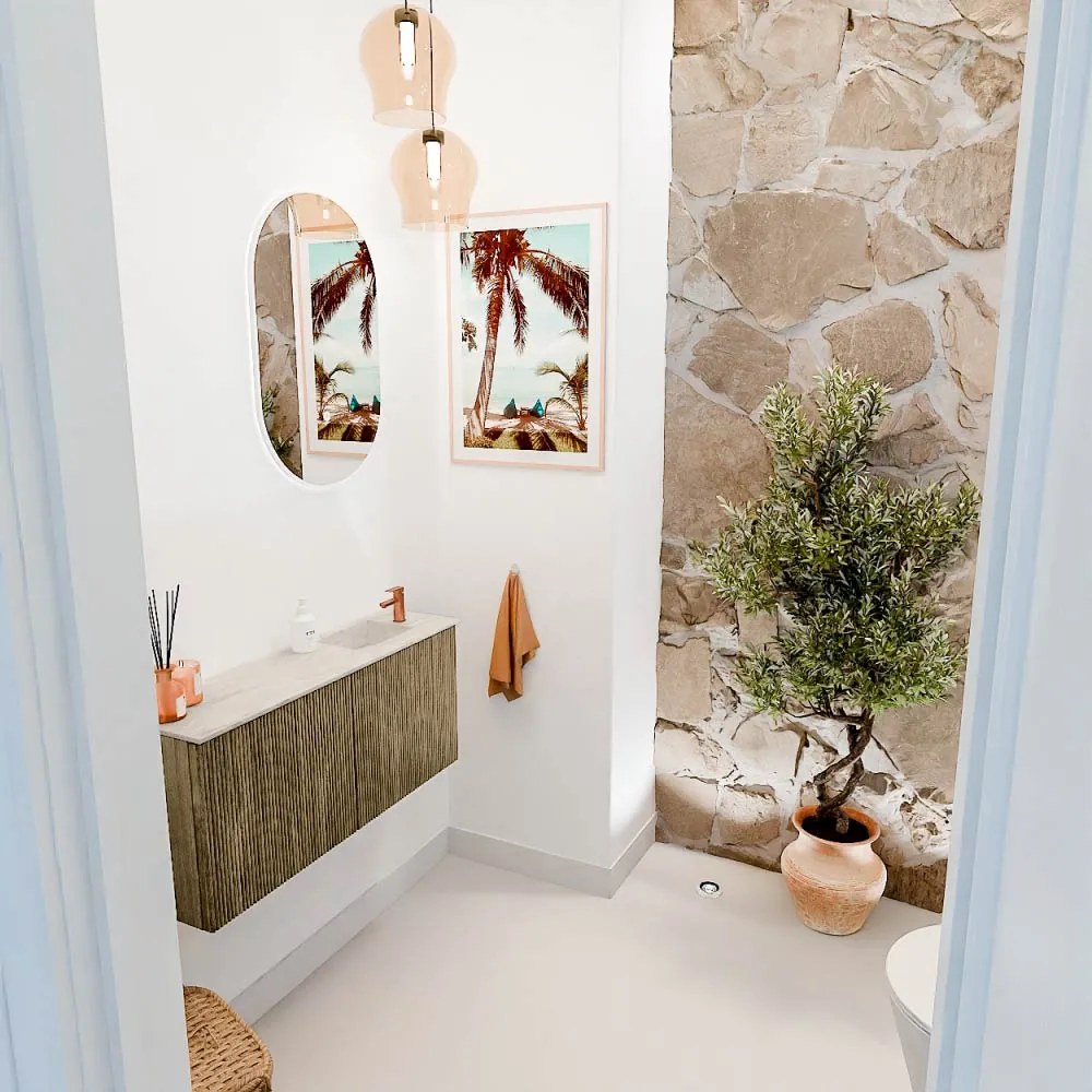 Mondiaz Joya DLux 90cm toiletmeubel dusk met wastafel faye rechts 1 kraangat ostra